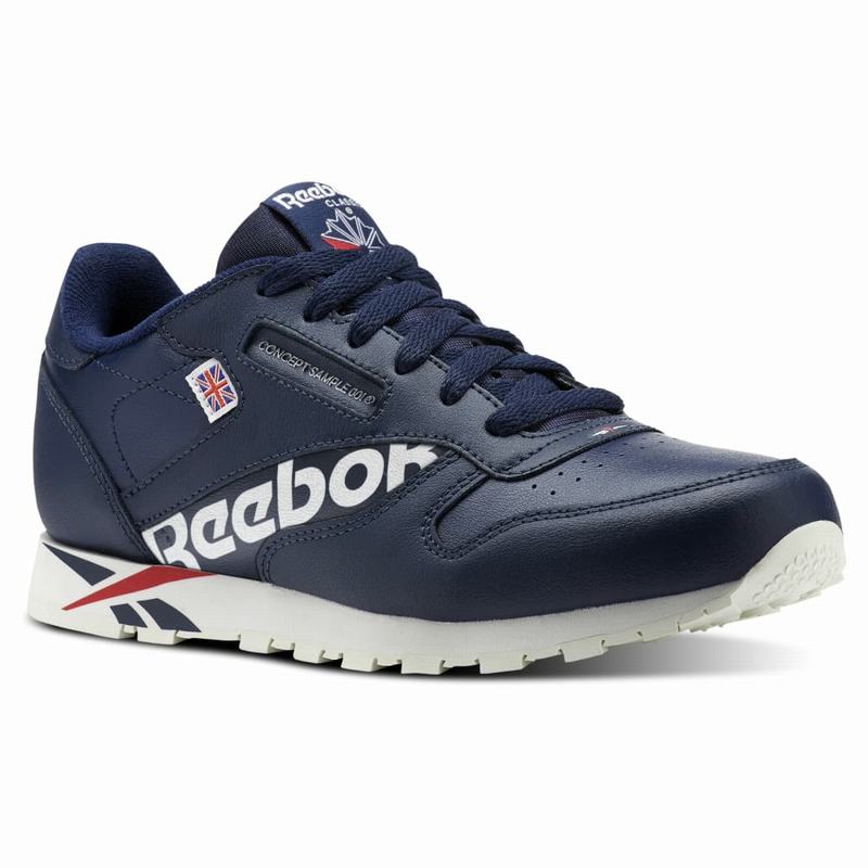 Reebok Classic Leather Tenisky Chlapcenske - Námornícka Modrá/Biele/Červené NJ2310BC